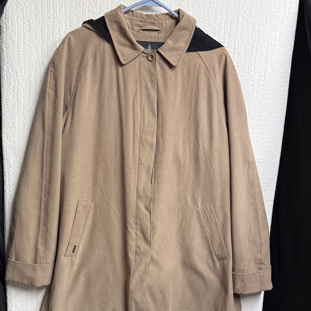 London Fog Tan Trench Coat with Black Hood